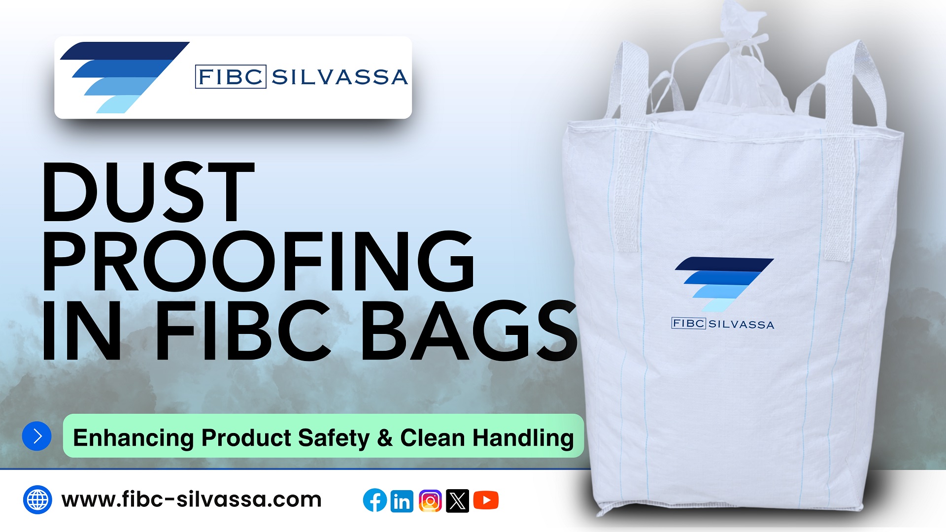 Dust proofing in FIBC bags with inner liner for powder handling